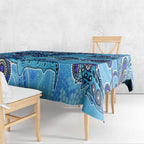 Sharks Aboriginal Australia Tablecloth Indigenous Art Blue