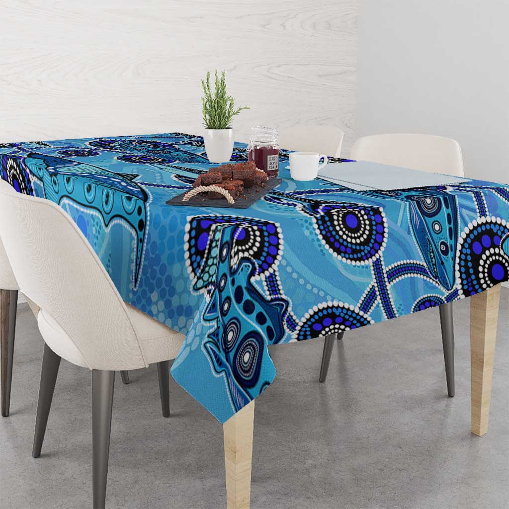 Sharks Aboriginal Australia Tablecloth Indigenous Art Blue