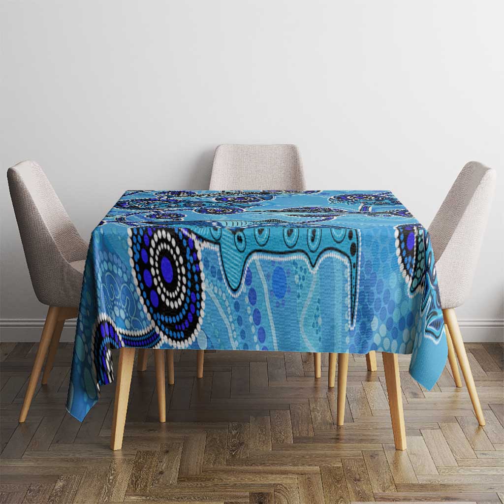 Sharks Aboriginal Australia Tablecloth Indigenous Art Blue