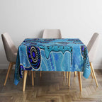 Sharks Aboriginal Australia Tablecloth Indigenous Art Blue