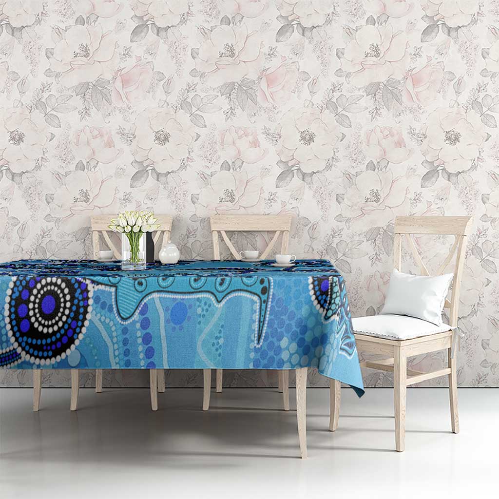 Sharks Aboriginal Australia Tablecloth Indigenous Art Blue