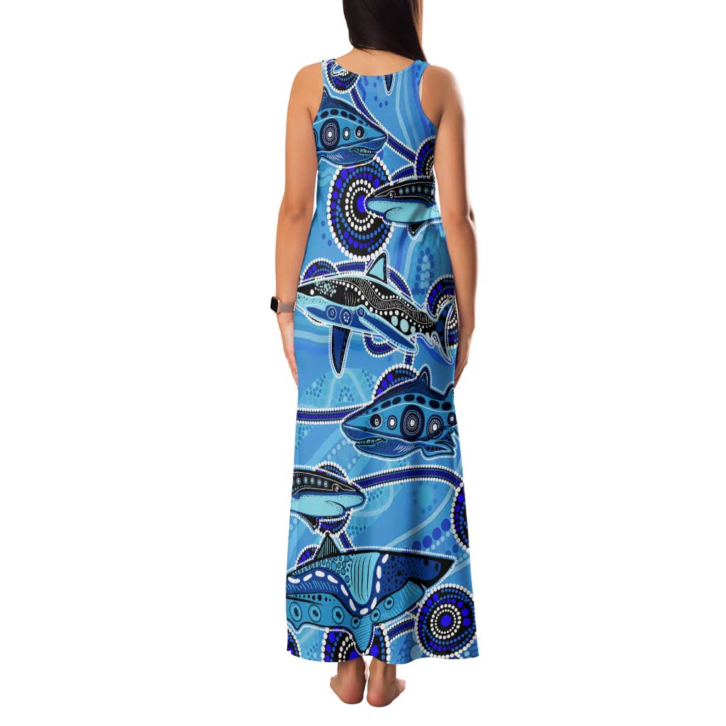 Sharks Aboriginal Australia Tank Maxi Dress Indigenous Art Blue