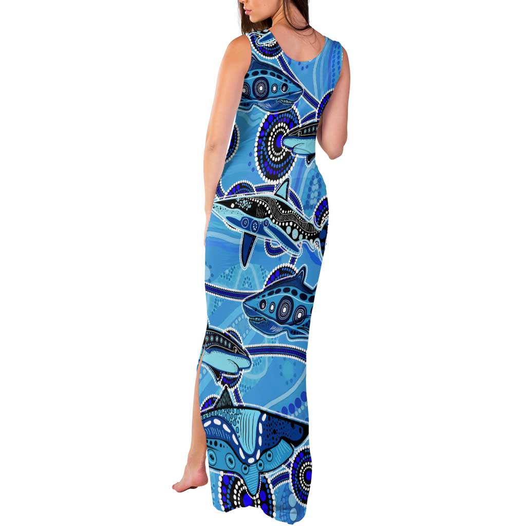 Sharks Aboriginal Australia Tank Maxi Dress Indigenous Art Blue