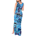 Sharks Aboriginal Australia Tank Maxi Dress Indigenous Art Blue