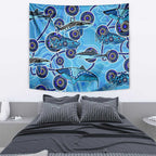 Sharks Aboriginal Australia Tapestry Indigenous Art Blue