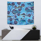 Sharks Aboriginal Australia Tapestry Indigenous Art Blue