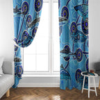 Sharks Aboriginal Australia Window Curtain Indigenous Art Blue