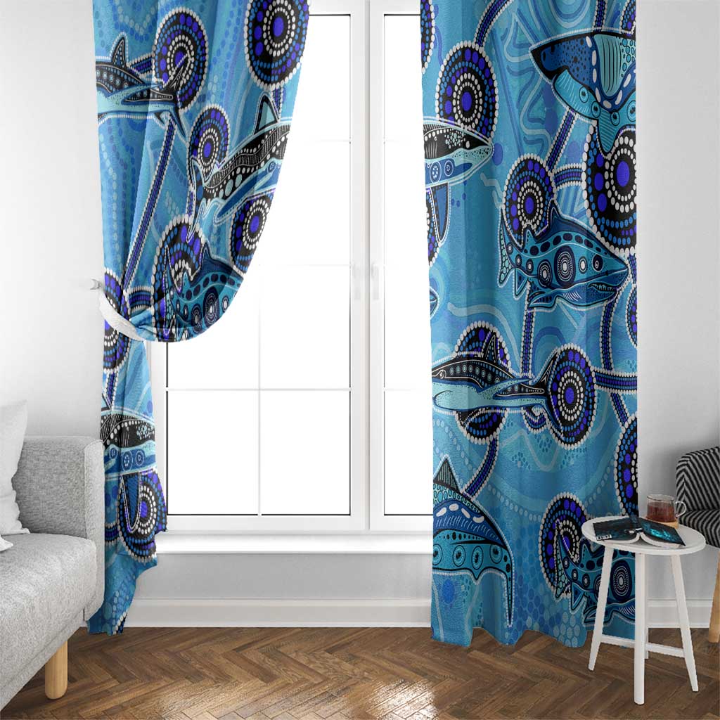 Sharks Aboriginal Australia Window Curtain Indigenous Art Blue