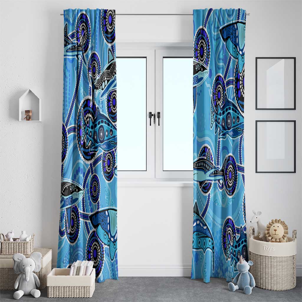 Sharks Aboriginal Australia Window Curtain Indigenous Art Blue