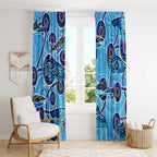 Sharks Aboriginal Australia Window Curtain Indigenous Art Blue