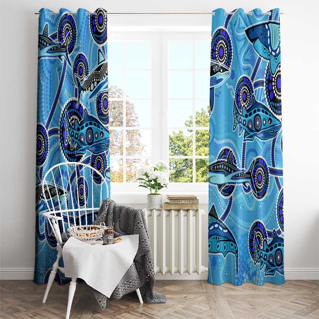 Sharks Aboriginal Australia Window Curtain Indigenous Art Blue