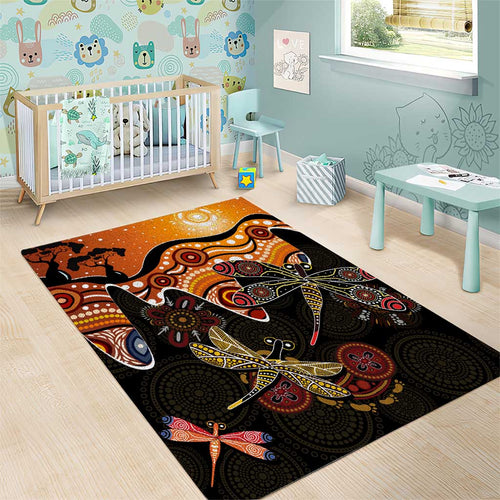 Dragonfly Aboriginal Australia Area Rug Indigenous Art