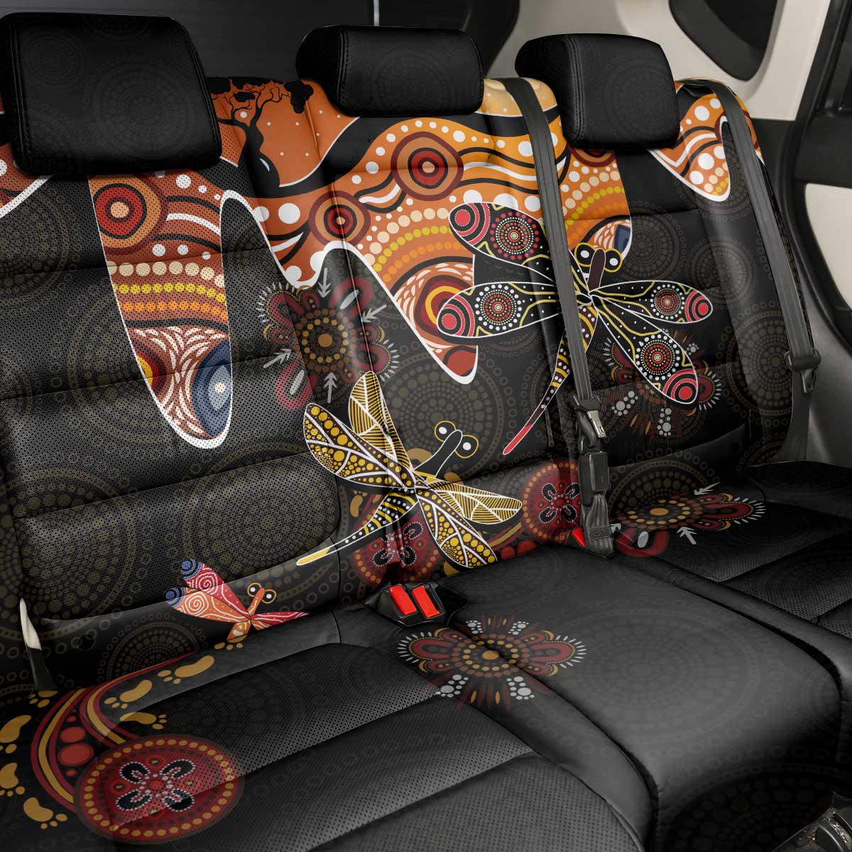 Dragonfly Aboriginal Australia Back Car Seat Cover Indigenous Art
