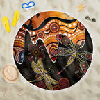 Dragonfly Aboriginal Australia Beach Blanket Indigenous Art