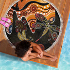 Dragonfly Aboriginal Australia Beach Blanket Indigenous Art