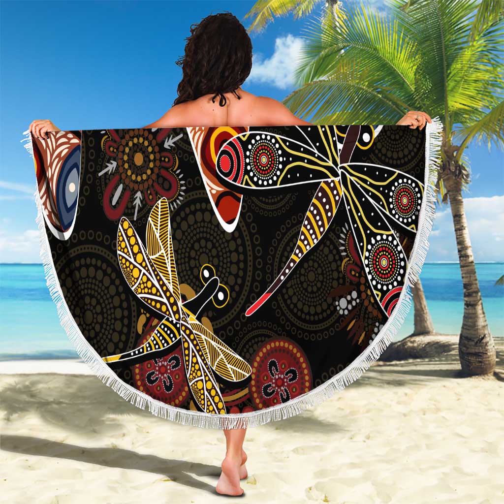 Dragonfly Aboriginal Australia Beach Blanket Indigenous Art