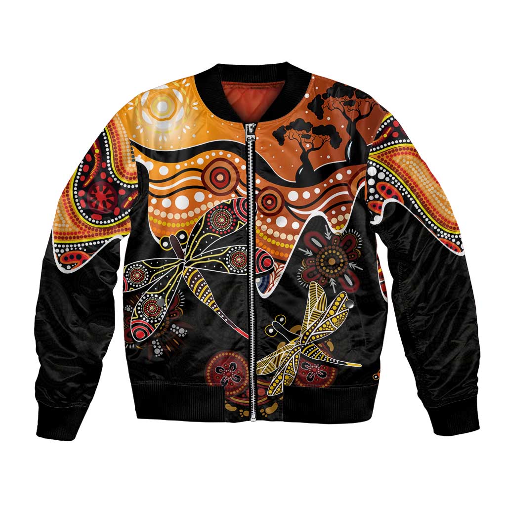 Dragonfly Aboriginal Australia Bomber Jacket Indigenous Art
