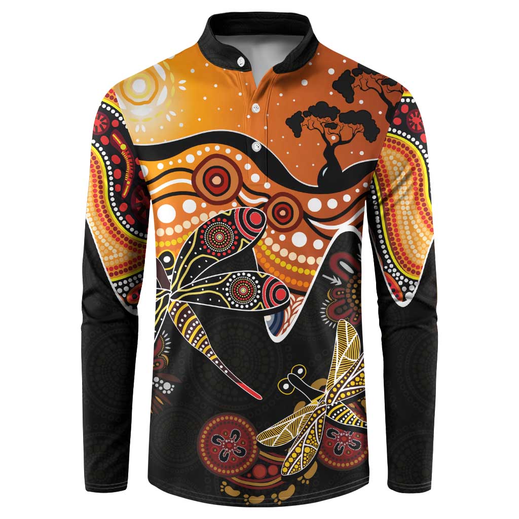 Dragonfly Aboriginal Australia Button Sweatshirt Indigenous Art