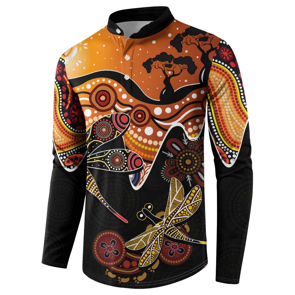 Dragonfly Aboriginal Australia Button Sweatshirt Indigenous Art