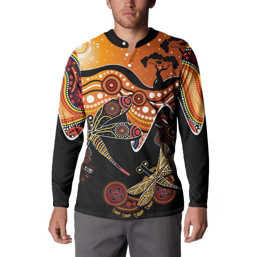 Dragonfly Aboriginal Australia Button Sweatshirt Indigenous Art