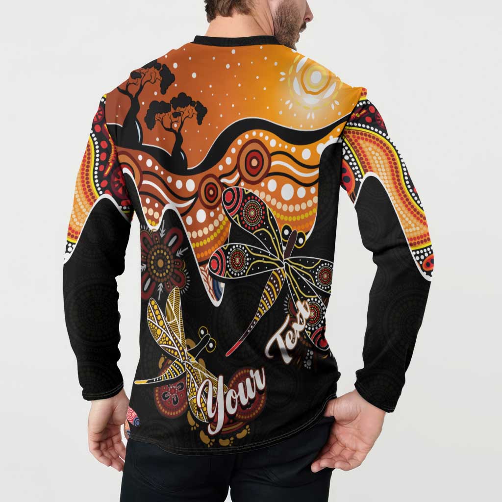 Dragonfly Aboriginal Australia Button Sweatshirt Indigenous Art