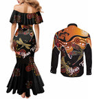 Dragonfly Aboriginal Australia Couples Matching Mermaid Dress and Long Sleeve Button Shirt Indigenous Art