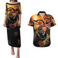 Dragonfly Aboriginal Australia Couples Matching Puletasi and Hawaiian Shirt Indigenous Art