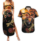 Dragonfly Aboriginal Australia Couples Matching Summer Maxi Dress and Hawaiian Shirt Indigenous Art