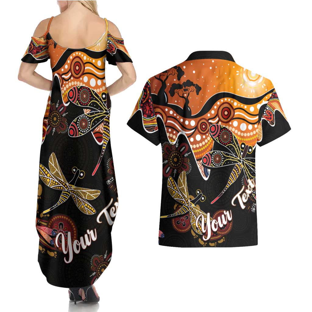 Dragonfly Aboriginal Australia Couples Matching Summer Maxi Dress and Hawaiian Shirt Indigenous Art
