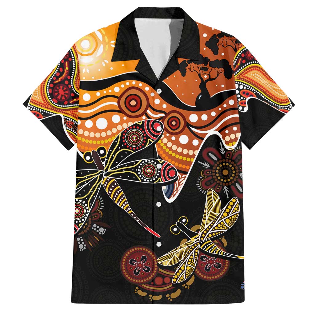 Dragonfly Aboriginal Australia Family Matching Long Sleeve Bodycon Dress and Hawaiian Shirt Indigenous Art