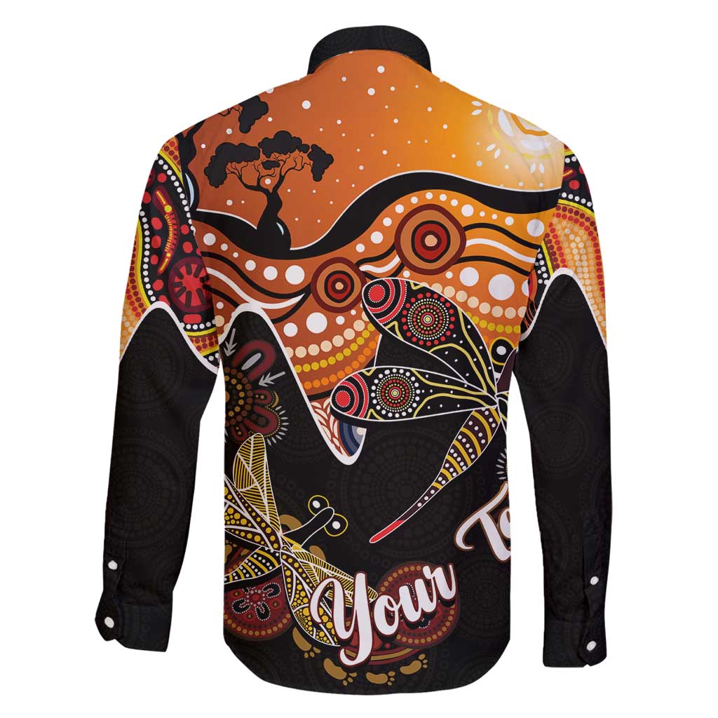 Dragonfly Aboriginal Australia Family Matching Long Sleeve Bodycon Dress and Hawaiian Shirt Indigenous Art