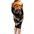 Dragonfly Aboriginal Australia Family Matching Long Sleeve Bodycon Dress and Hawaiian Shirt Indigenous Art