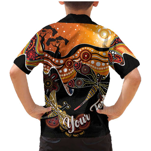 Dragonfly Aboriginal Australia Family Matching Mermaid Dress and Hawaiian Shirt Indigenous Art