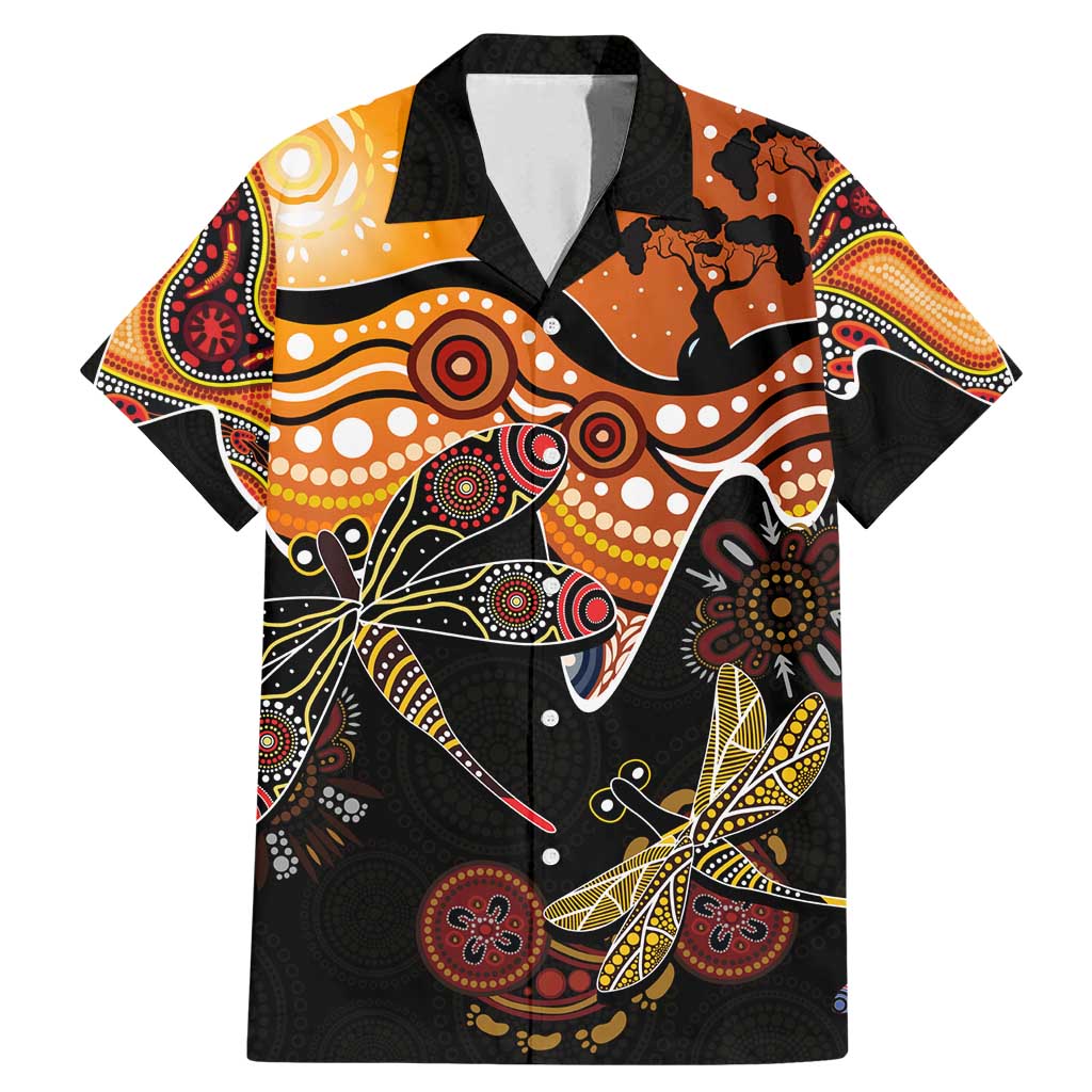 Dragonfly Aboriginal Australia Family Matching Mermaid Dress and Hawaiian Shirt Indigenous Art