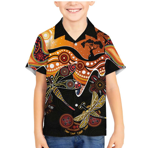 Dragonfly Aboriginal Australia Family Matching Mermaid Dress and Hawaiian Shirt Indigenous Art