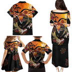 Dragonfly Aboriginal Australia Family Matching Puletasi and Hawaiian Shirt Indigenous Art