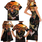 Dragonfly Aboriginal Australia Family Matching Short Sleeve Bodycon Dress and Hawaiian Shirt Indigenous Art