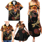 Dragonfly Aboriginal Australia Family Matching Summer Maxi Dress and Hawaiian Shirt Indigenous Art