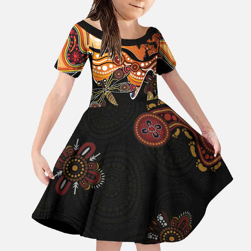 Dragonfly Aboriginal Australia Family Matching Summer Maxi Dress and Hawaiian Shirt Indigenous Art