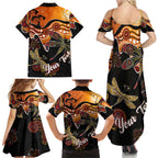 Dragonfly Aboriginal Australia Family Matching Summer Maxi Dress and Hawaiian Shirt Indigenous Art