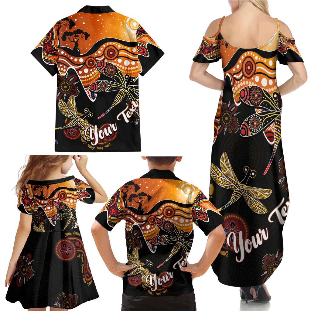 Dragonfly Aboriginal Australia Family Matching Summer Maxi Dress and Hawaiian Shirt Indigenous Art