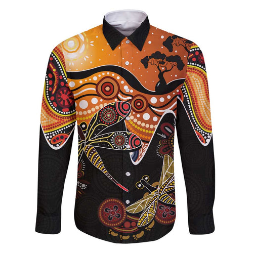 Dragonfly Aboriginal Australia Family Matching Tank Maxi Dress and Hawaiian Shirt Indigenous Art