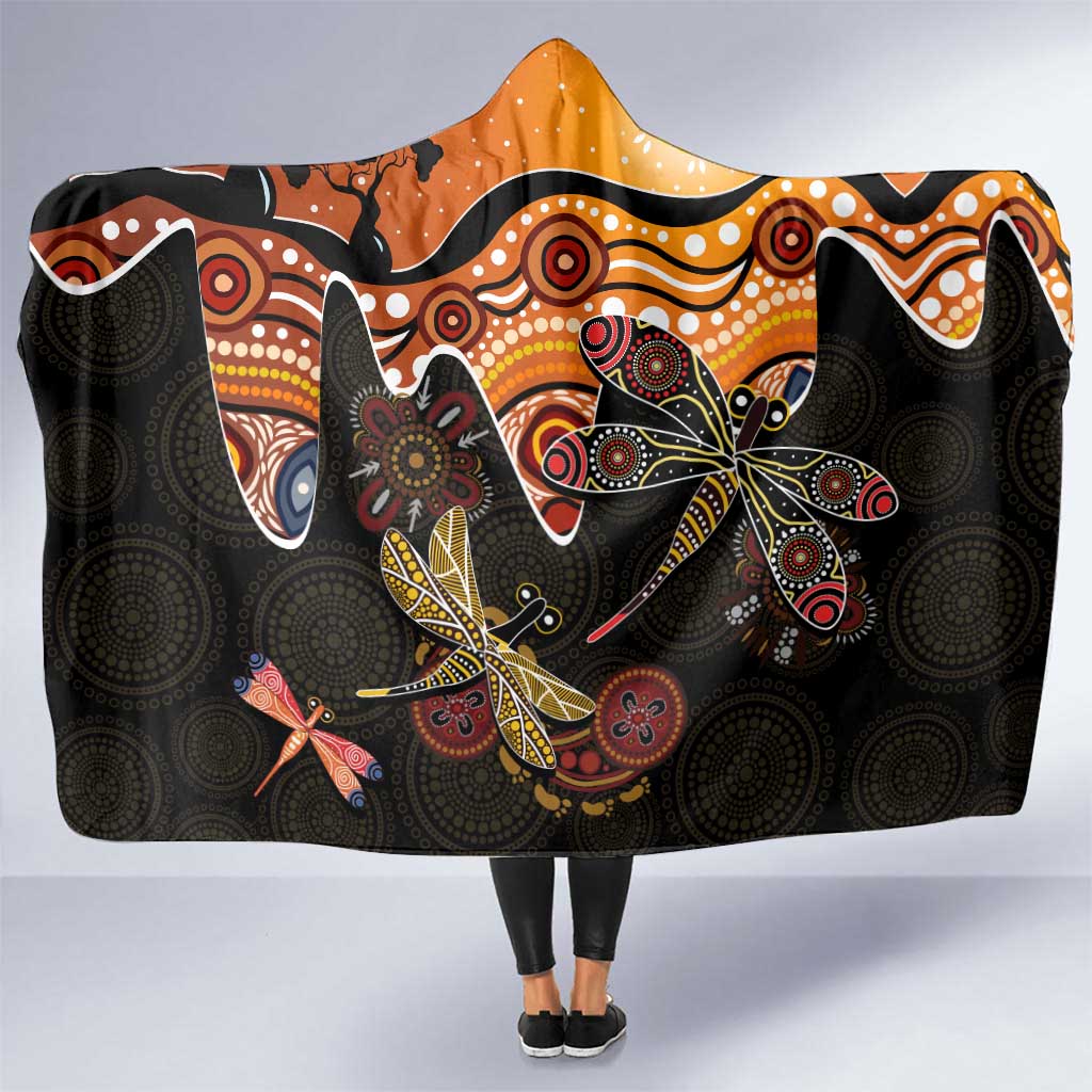 Dragonfly Aboriginal Australia Hooded Blanket Indigenous Art