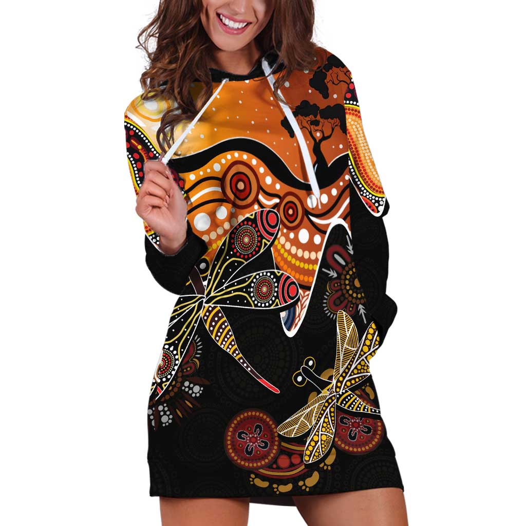 Dragonfly Aboriginal Australia Hoodie Dress Indigenous Art