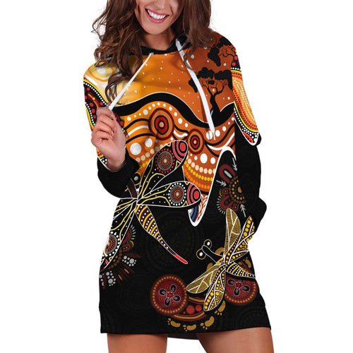 Dragonfly Aboriginal Australia Hoodie Dress Indigenous Art