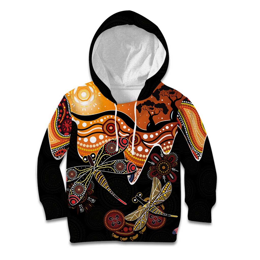 Dragonfly Aboriginal Australia Kid Hoodie Indigenous Art