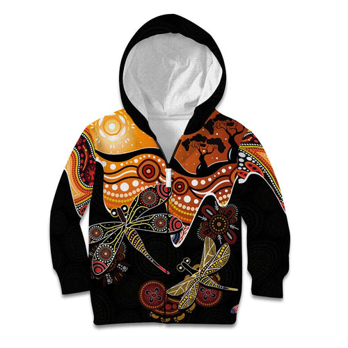 Dragonfly Aboriginal Australia Kid Hoodie Indigenous Art