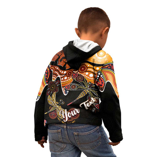 Dragonfly Aboriginal Australia Kid Hoodie Indigenous Art
