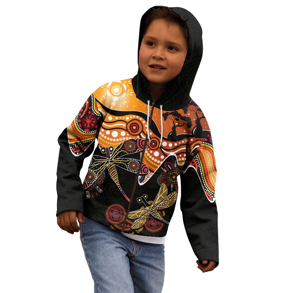 Dragonfly Aboriginal Australia Kid Hoodie Indigenous Art