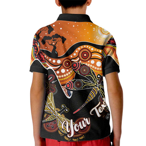 Dragonfly Aboriginal Australia Kid Polo Shirt Indigenous Art